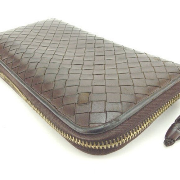 Bottega Veneta Wallet Purse Intrecciato Brown Gold Woman Authentic Used Y4043 - Picture 4 of 6